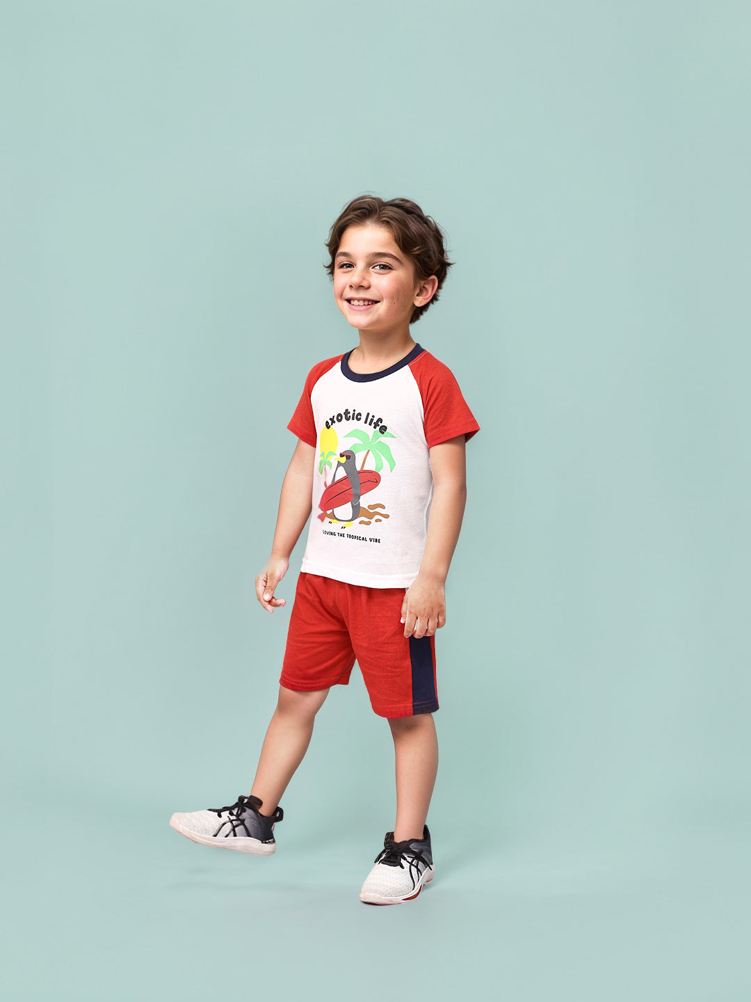 Boys' Printed Cotton T-Shirts and Shorts Set