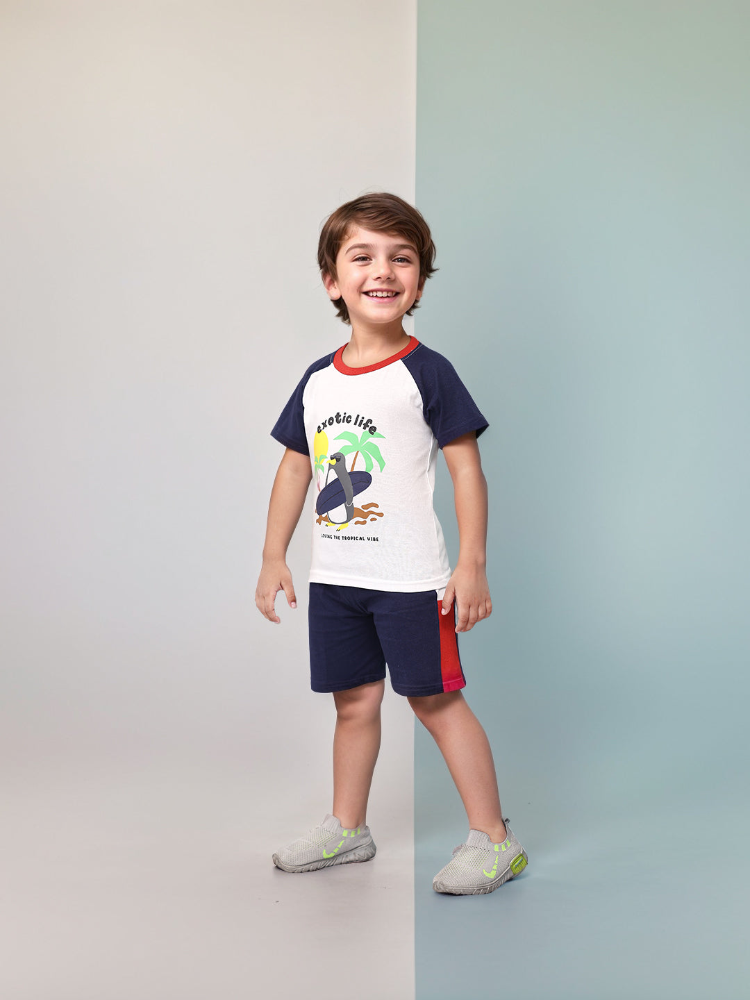 Boys' Printed Cotton T-Shirts and Shorts Set