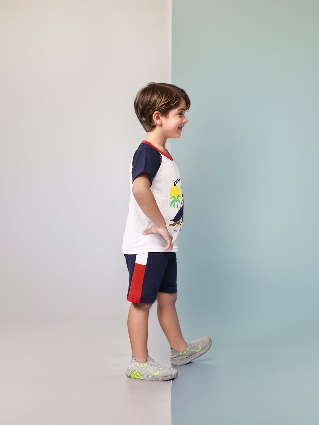 Boys' Printed Cotton T-Shirts and Shorts Set
