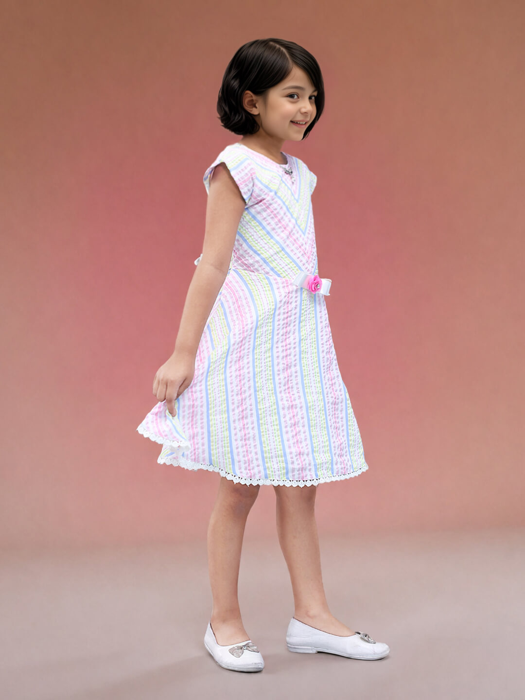 Toonyport Girls Printed Fit & Flare Dress