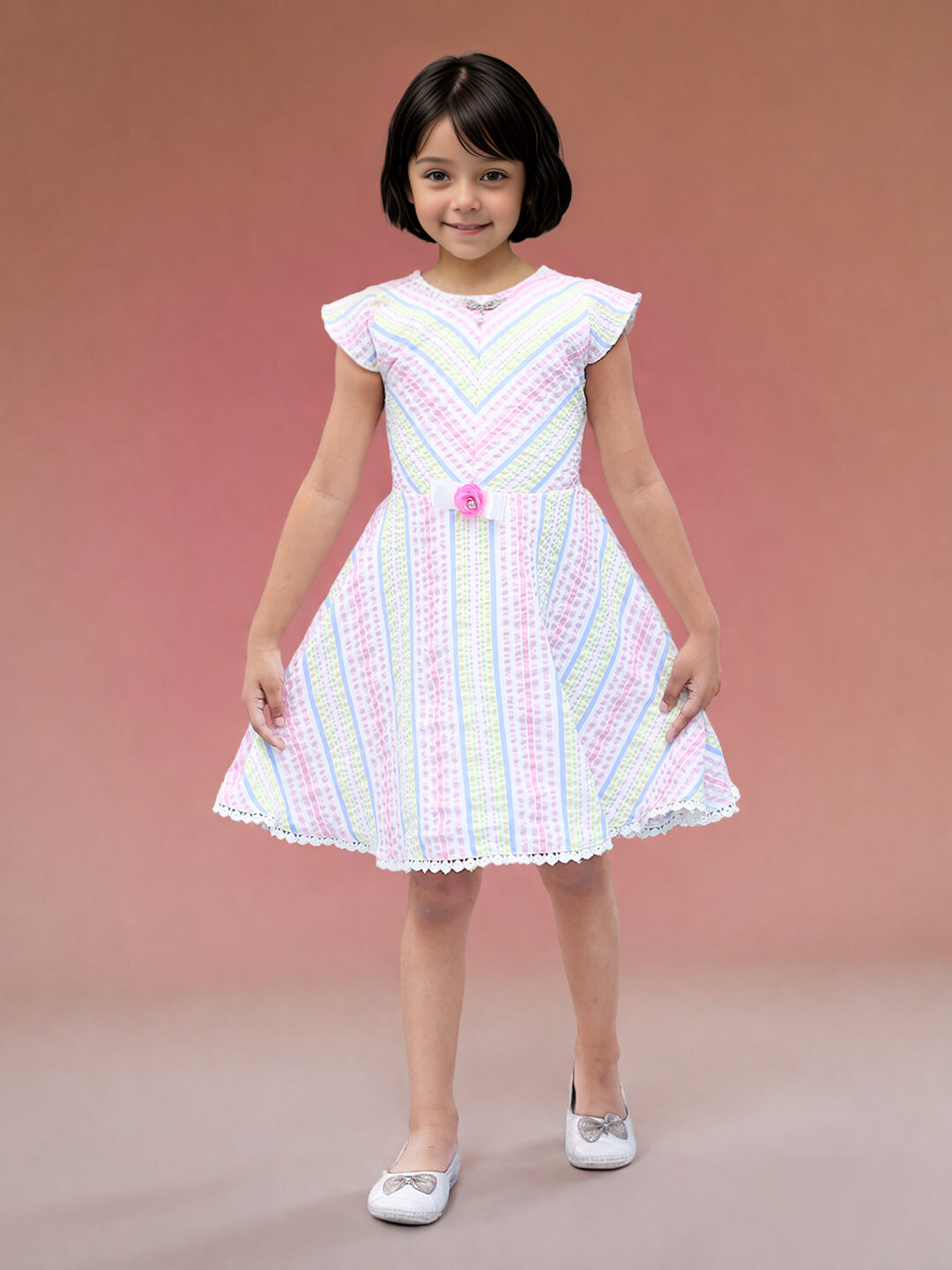 Toonyport Girls Printed Fit & Flare Dress