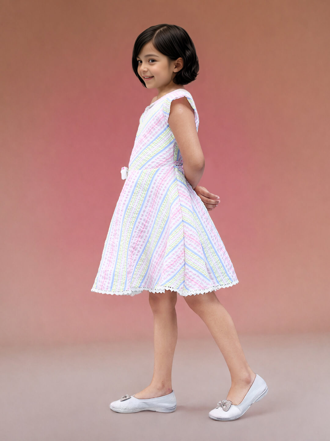 Toonyport Girls Printed Fit & Flare Dress