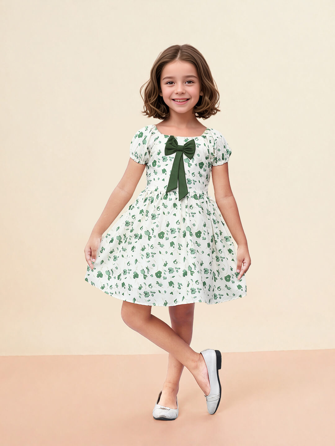 Toonyport Girls' Floral Printed Flared Dress