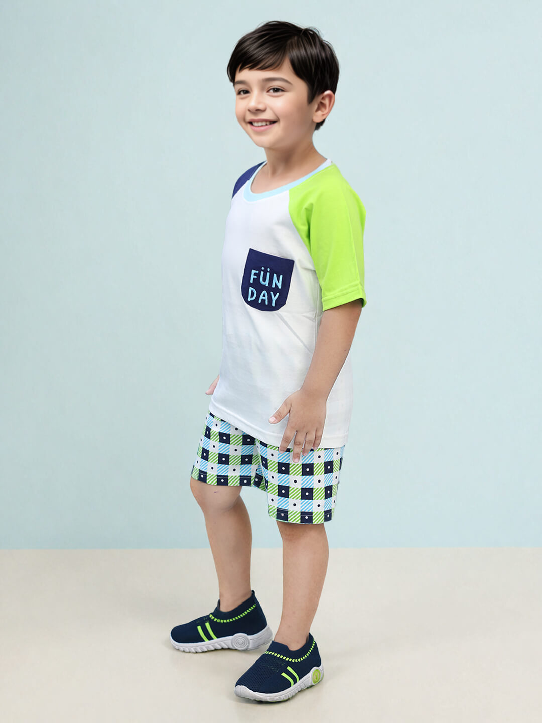 Playful Adventures: Boys' Fun Day Cotton Printed Premium Clothing Set