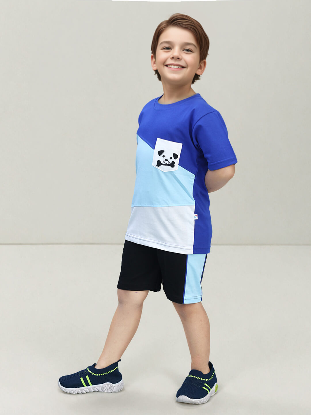 Boys' Color Block Trendy Cotton Clothing Set