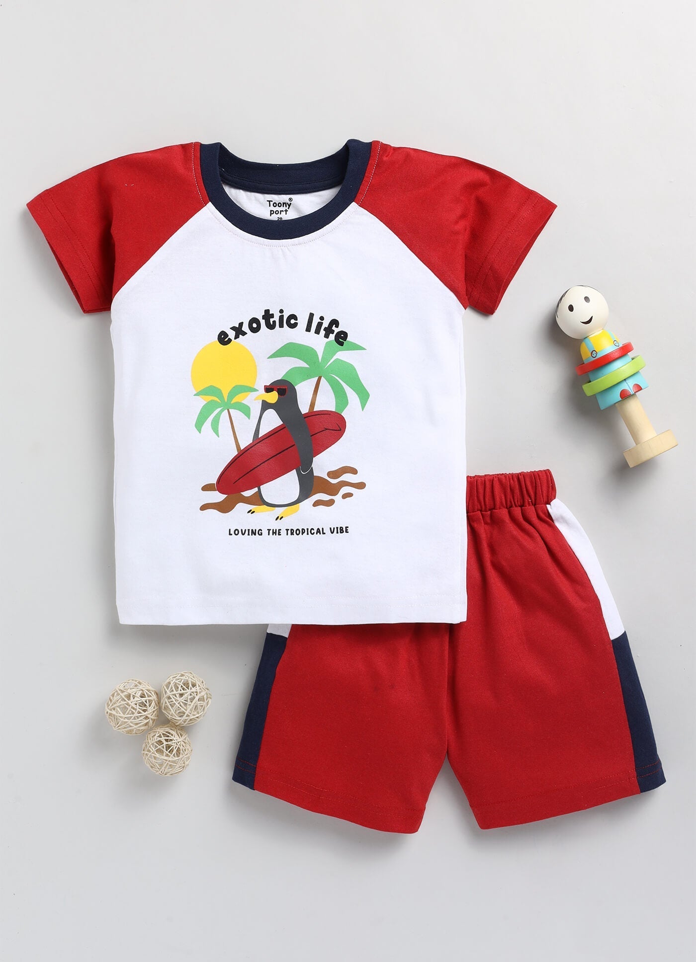 Boys' Printed Cotton T-Shirts and Shorts Set