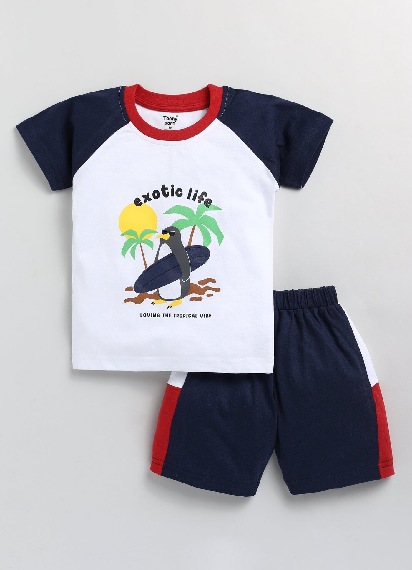 Boys' Printed Cotton T-Shirts and Shorts Set
