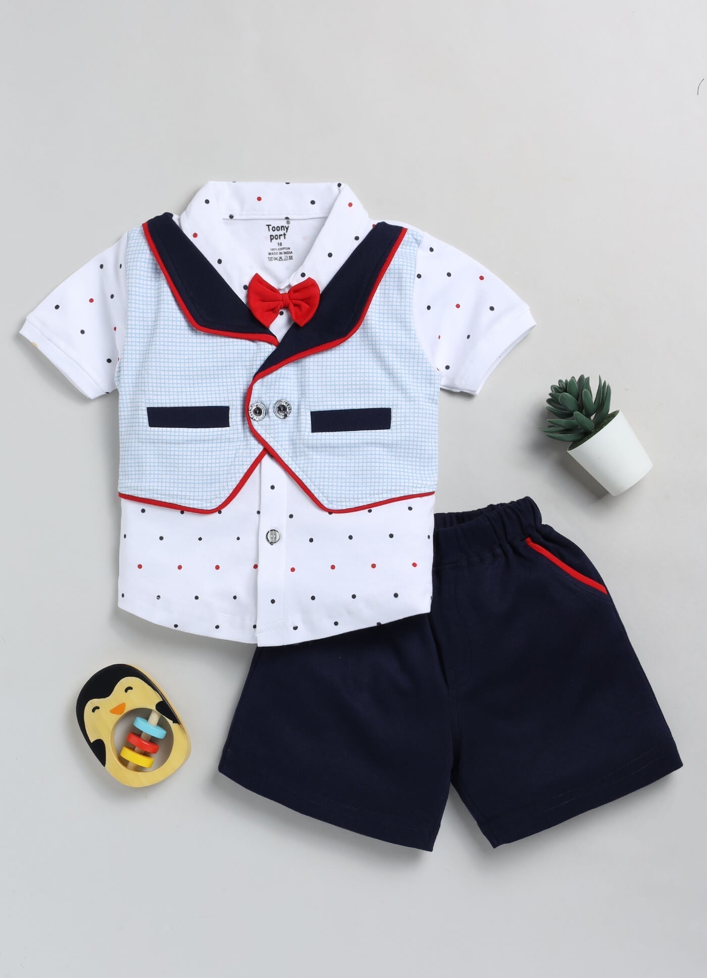 100% Cotton Shirt & Short Sets For Infants