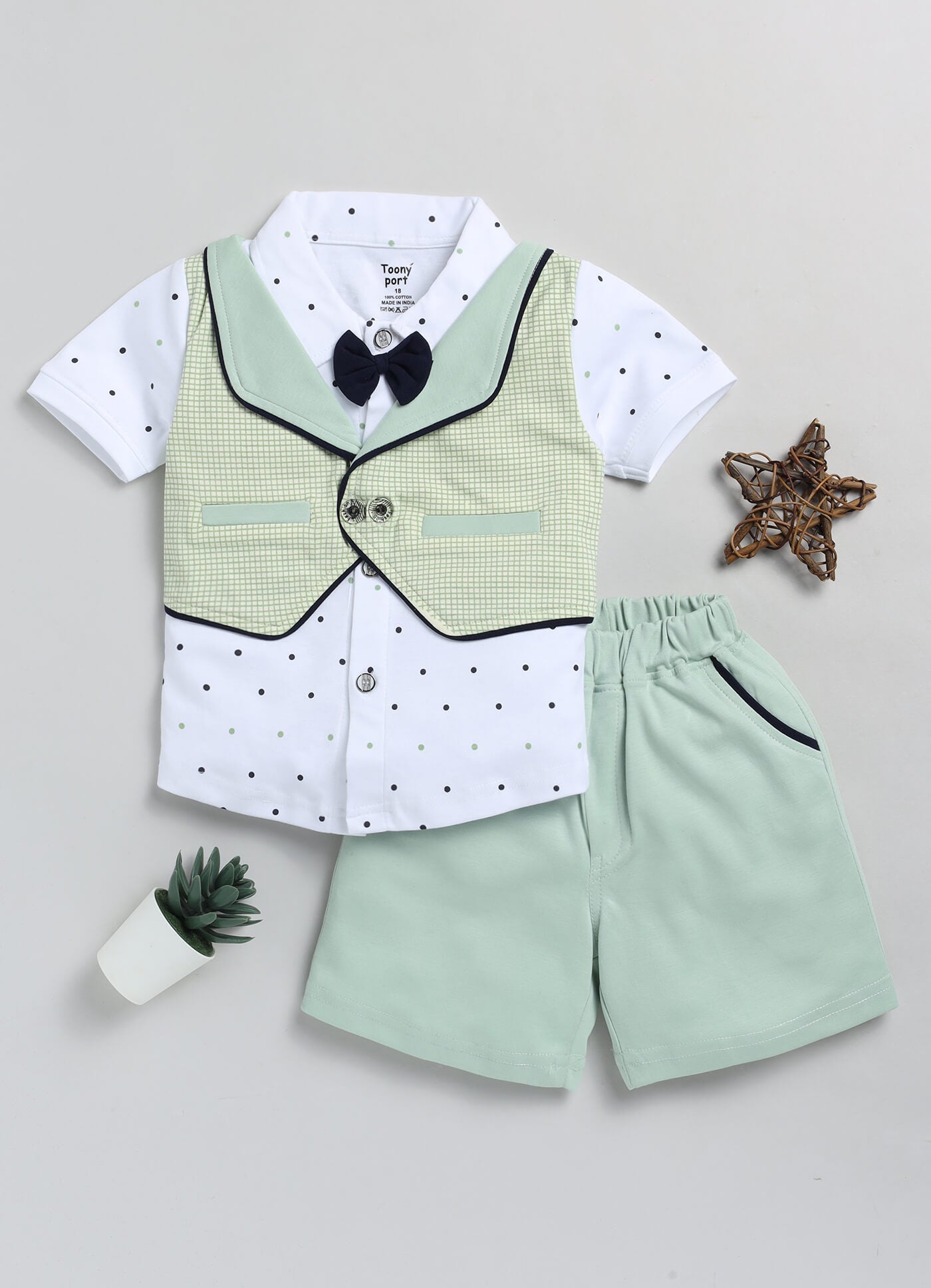 100% Cotton Shirt & Short Sets For Infants