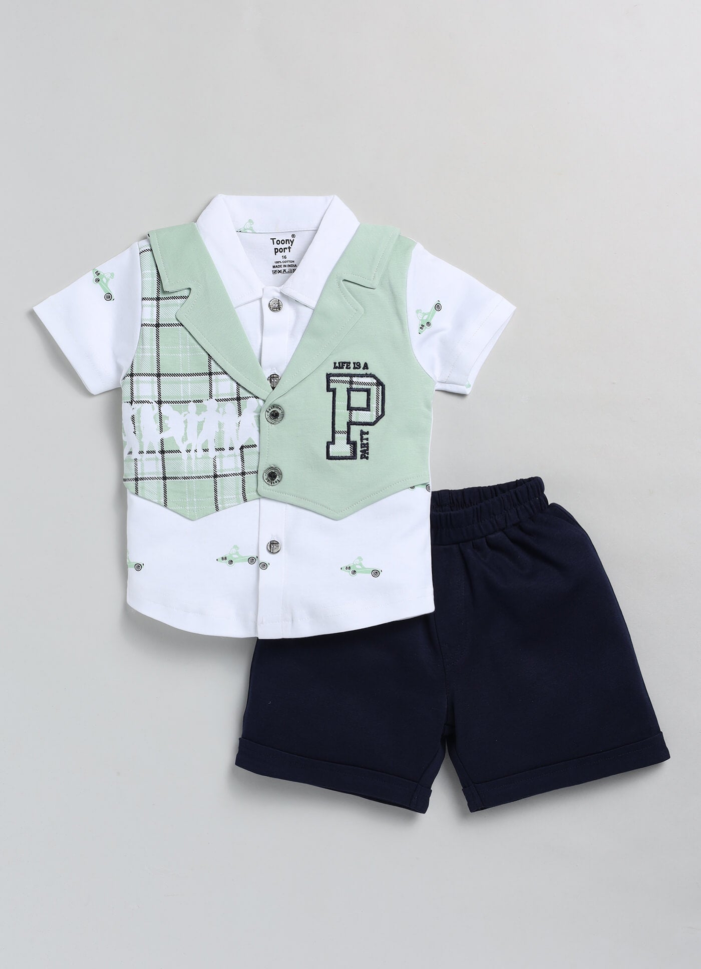 100% Cotton Shirt & Short Sets For Infants