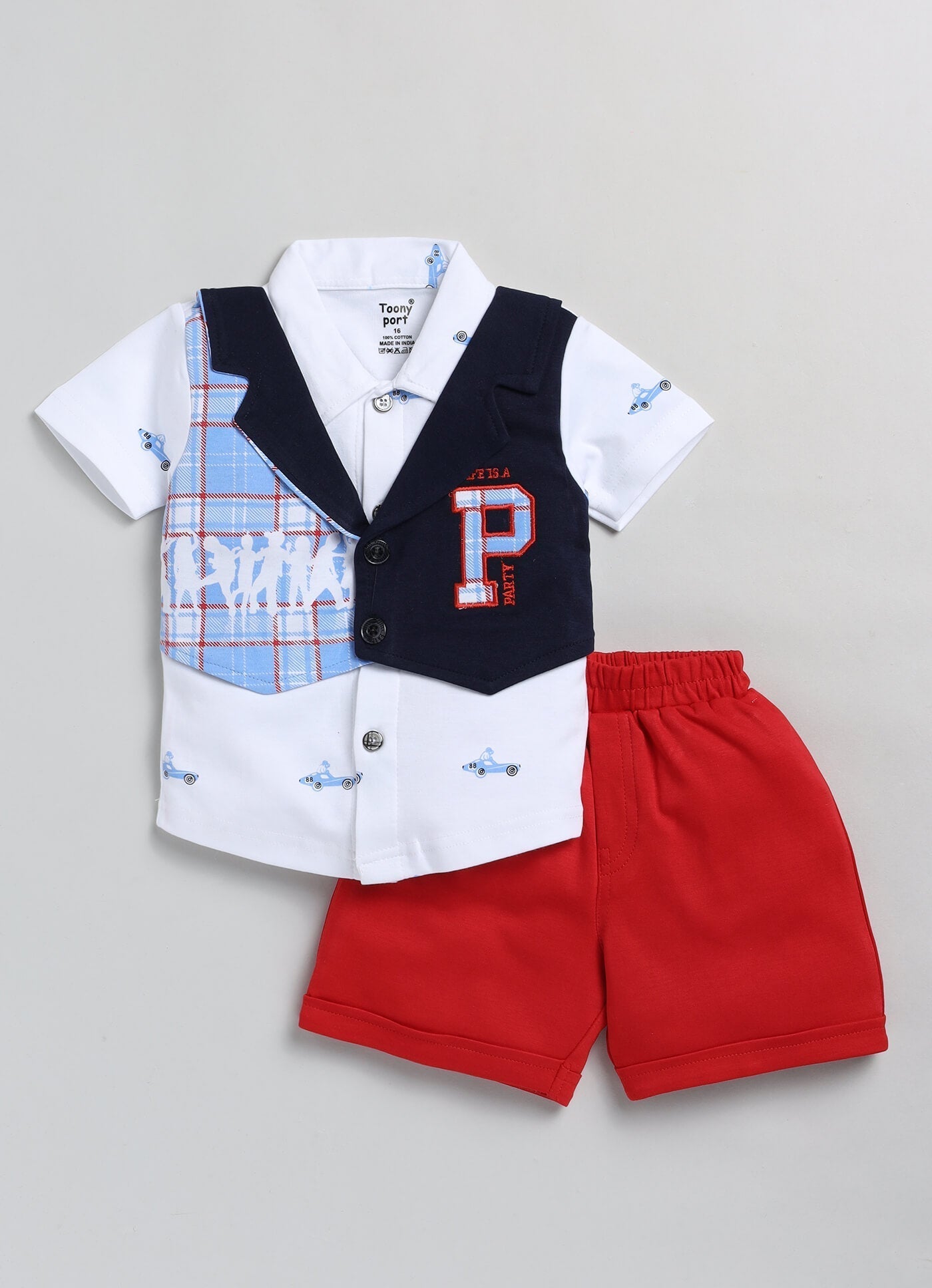 100% Cotton Shirt & Short Sets For Infants