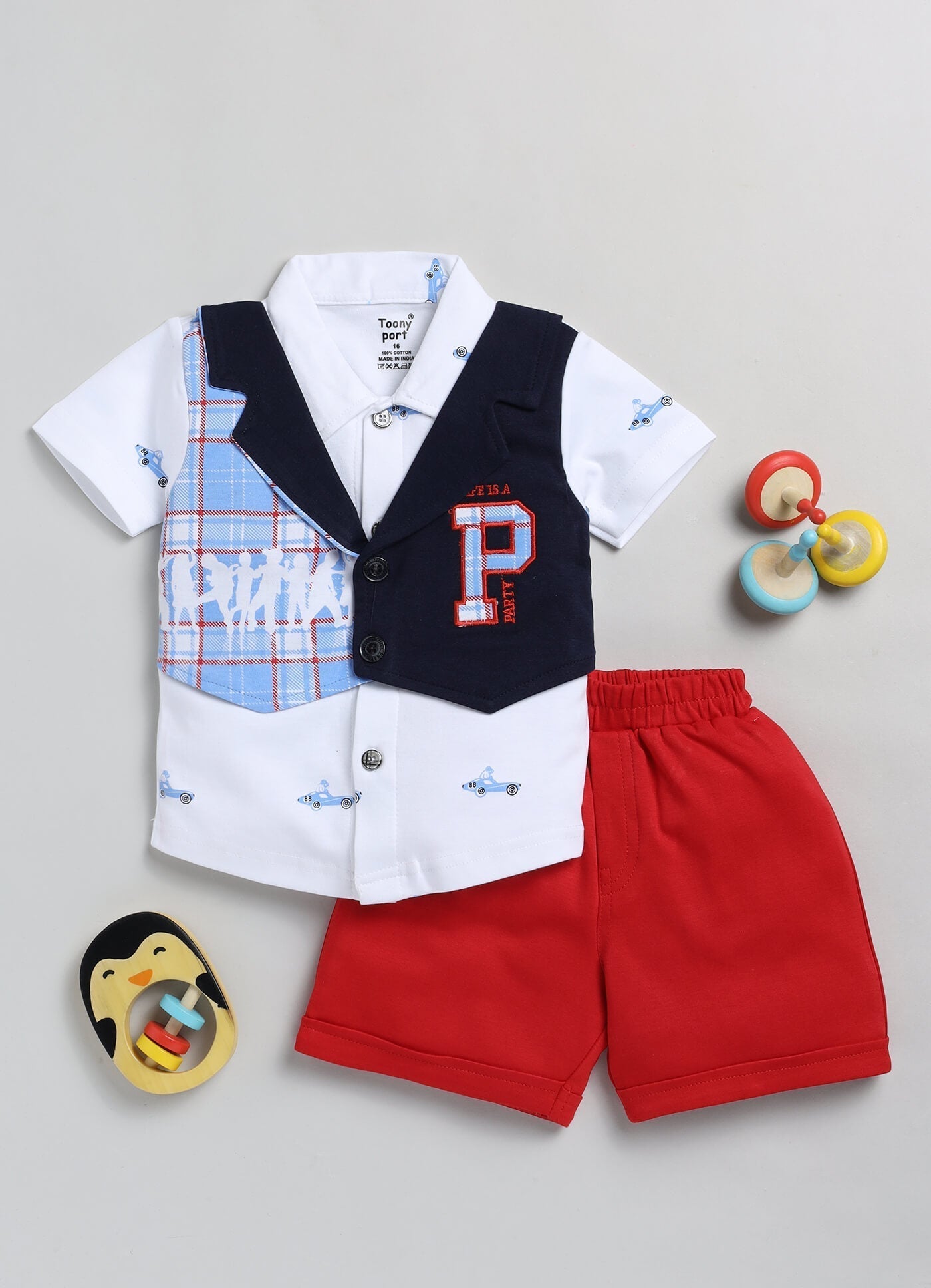 100% Cotton Shirt & Short Sets For Infants