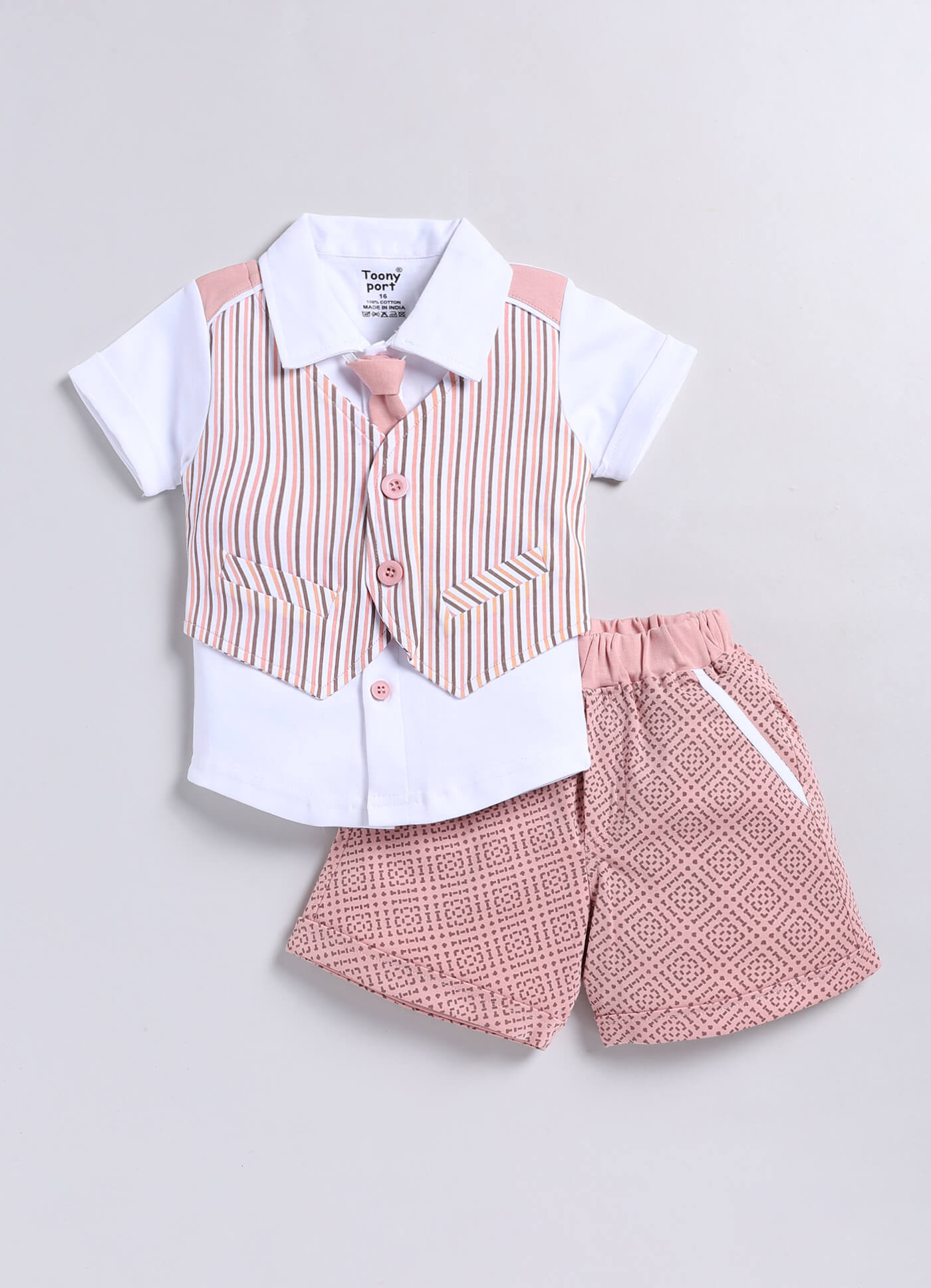 100% Cotton Shirt & Short Sets For Infants