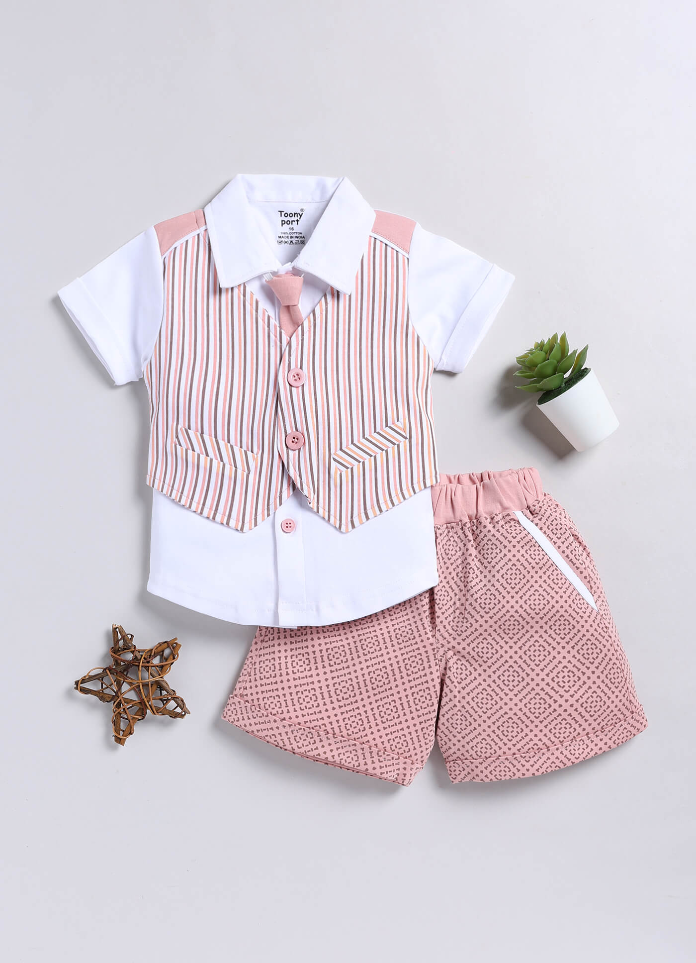 100% Cotton Shirt & Short Sets For Infants