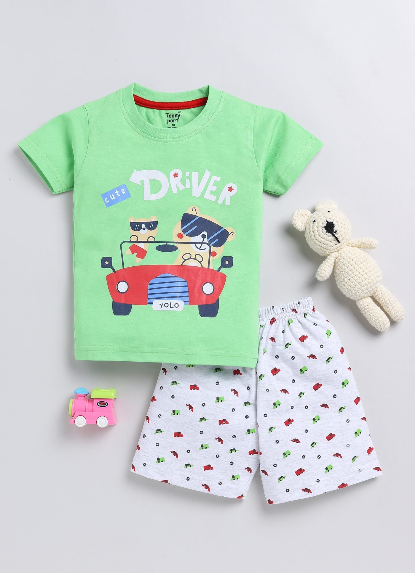 Boys Pack Of 2 Printed Pure Cotton T-shirt with Short Sets