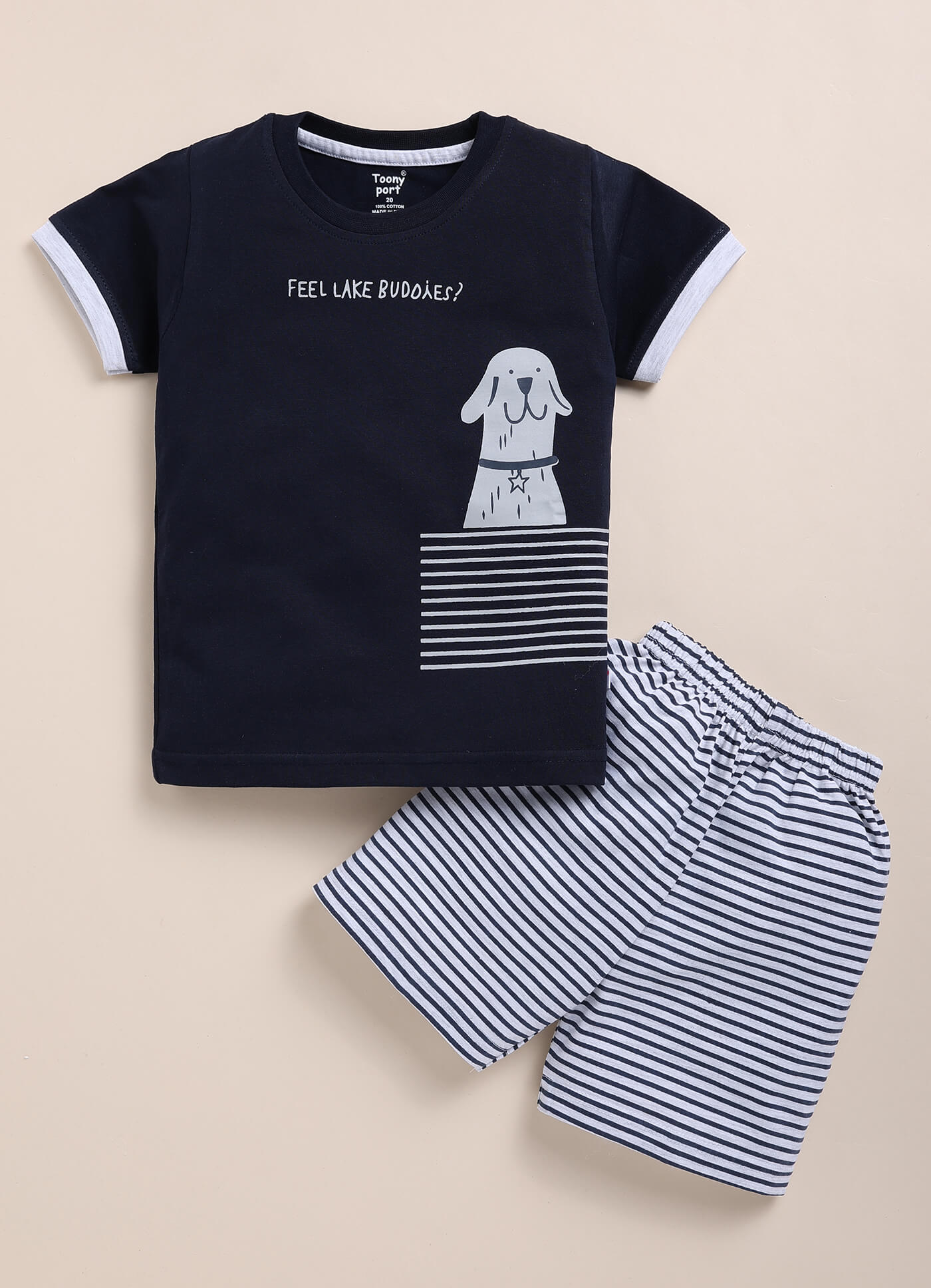 Toonyport Animal Printed Cotton T-shirt & Shorts Summer Set For Boys