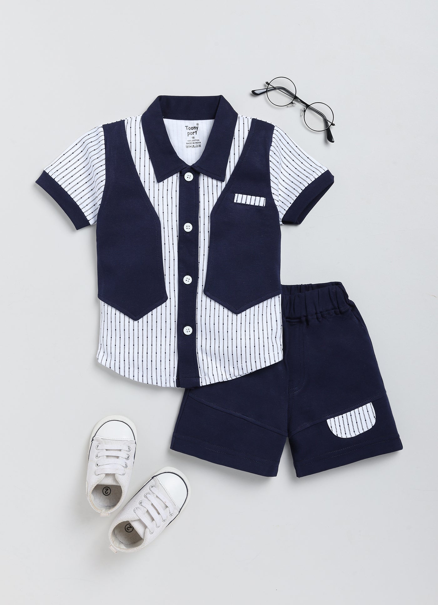 100% Cotton Shirt & Short Sets For Infants