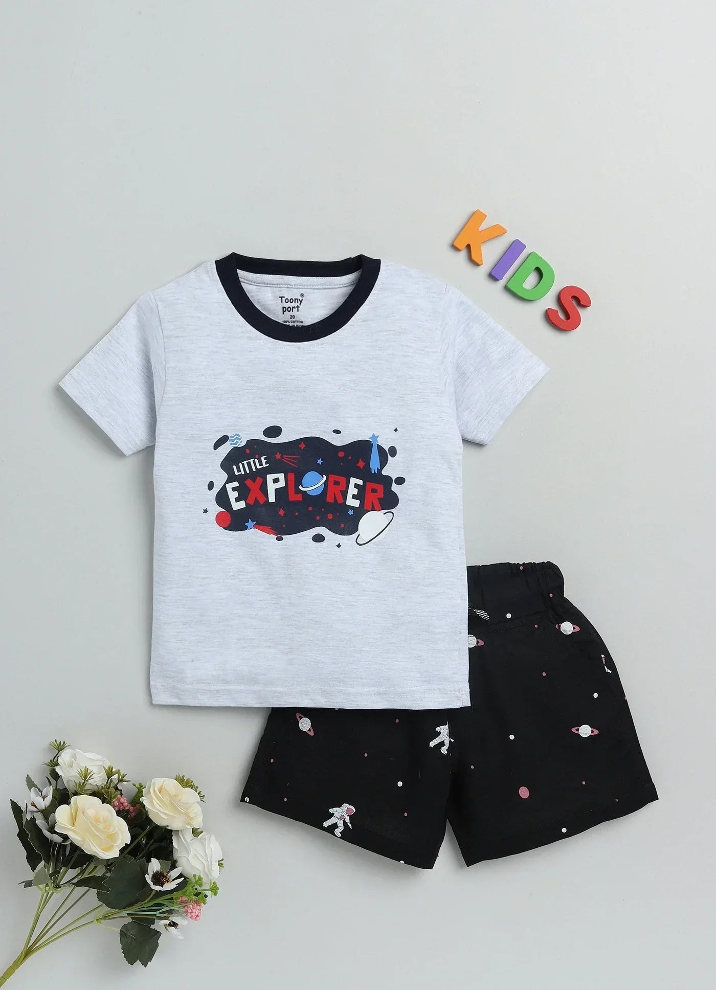 Toonyport Pure Cotton T-shirt with Shorts & Suspender For Boys