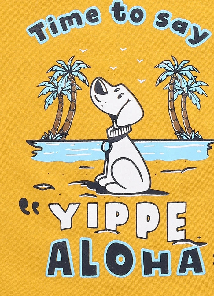 Toonyport Animal Printed Cotton T-Shirt & Three Quarter Pant Summer Set For Boys