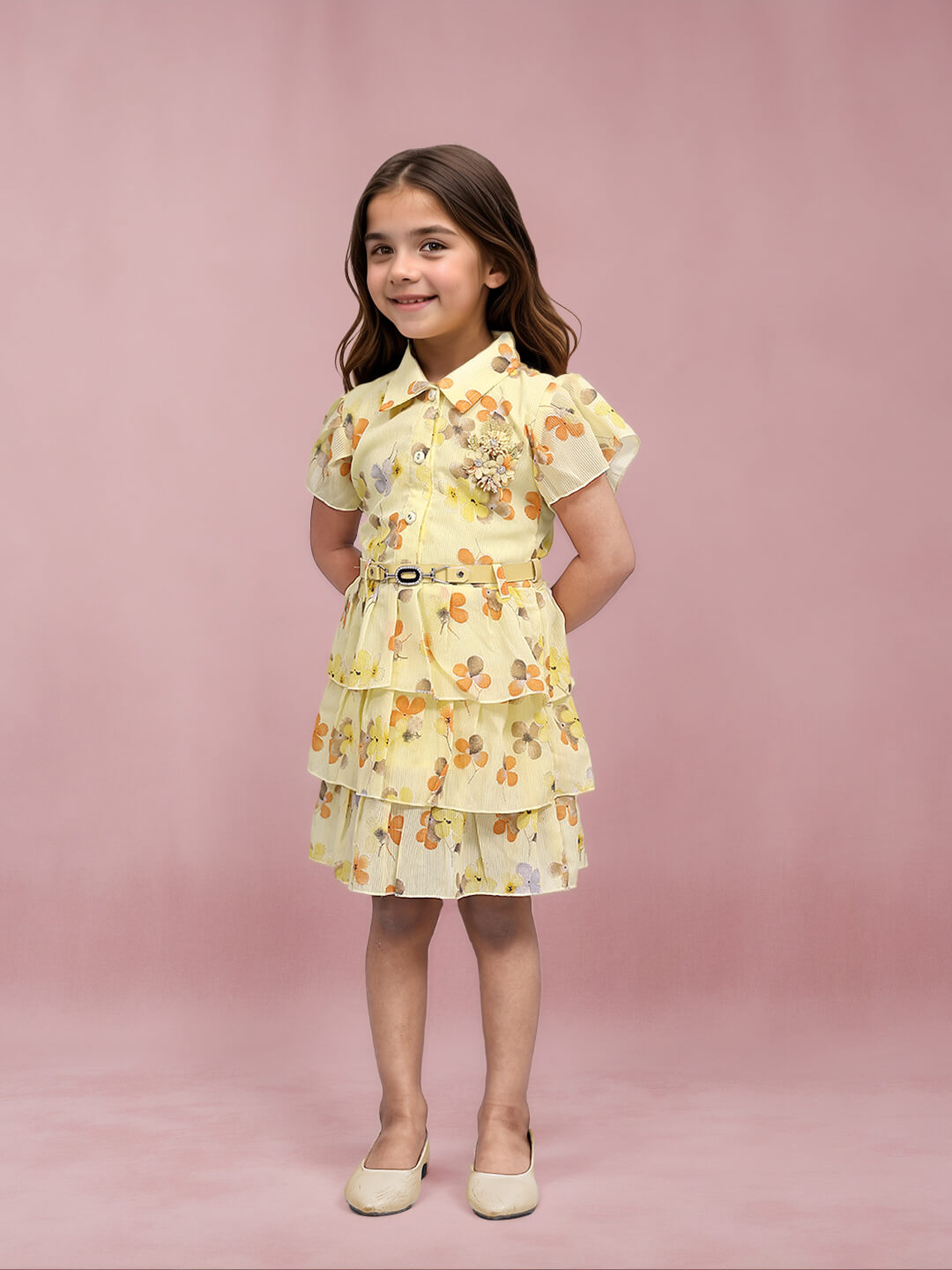 Toonyport Chiffon Printed Fit and Flare Frocks for Girls