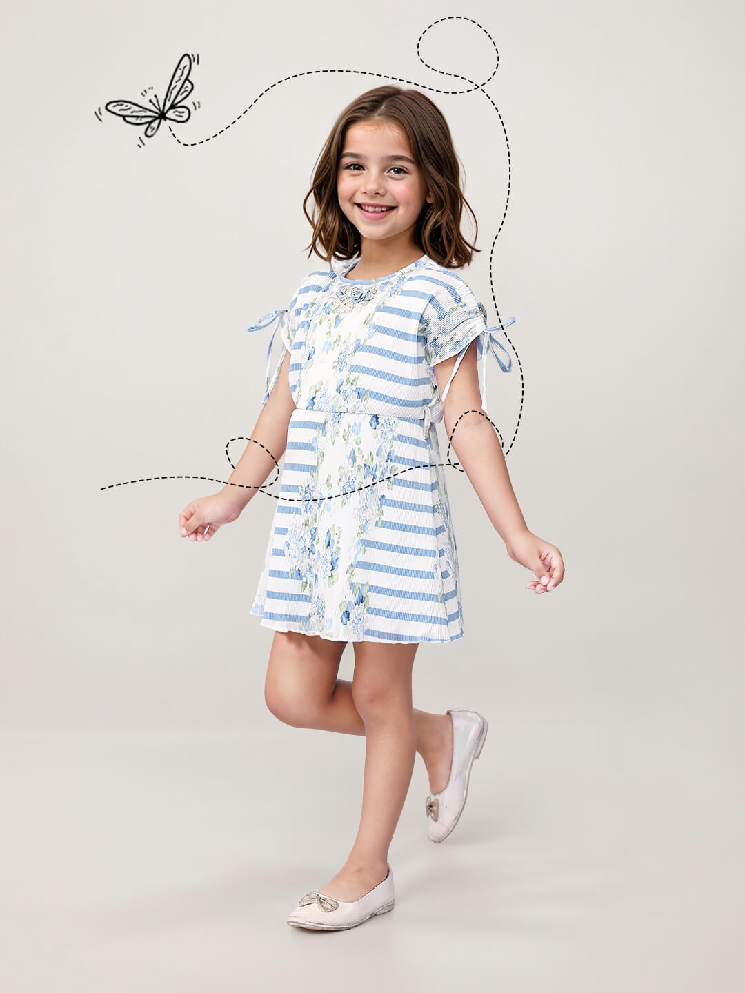 Toonyport Georgette Printed Fit and Flare Frocks for Girls