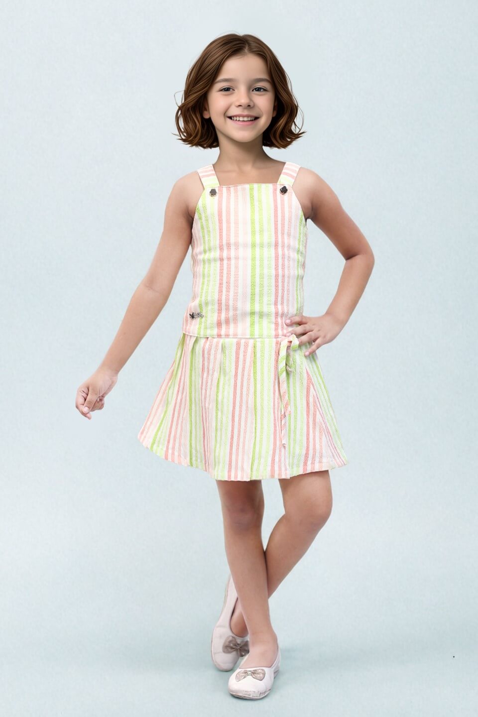 Toonyport Girls Striped Skirt & Top Set
