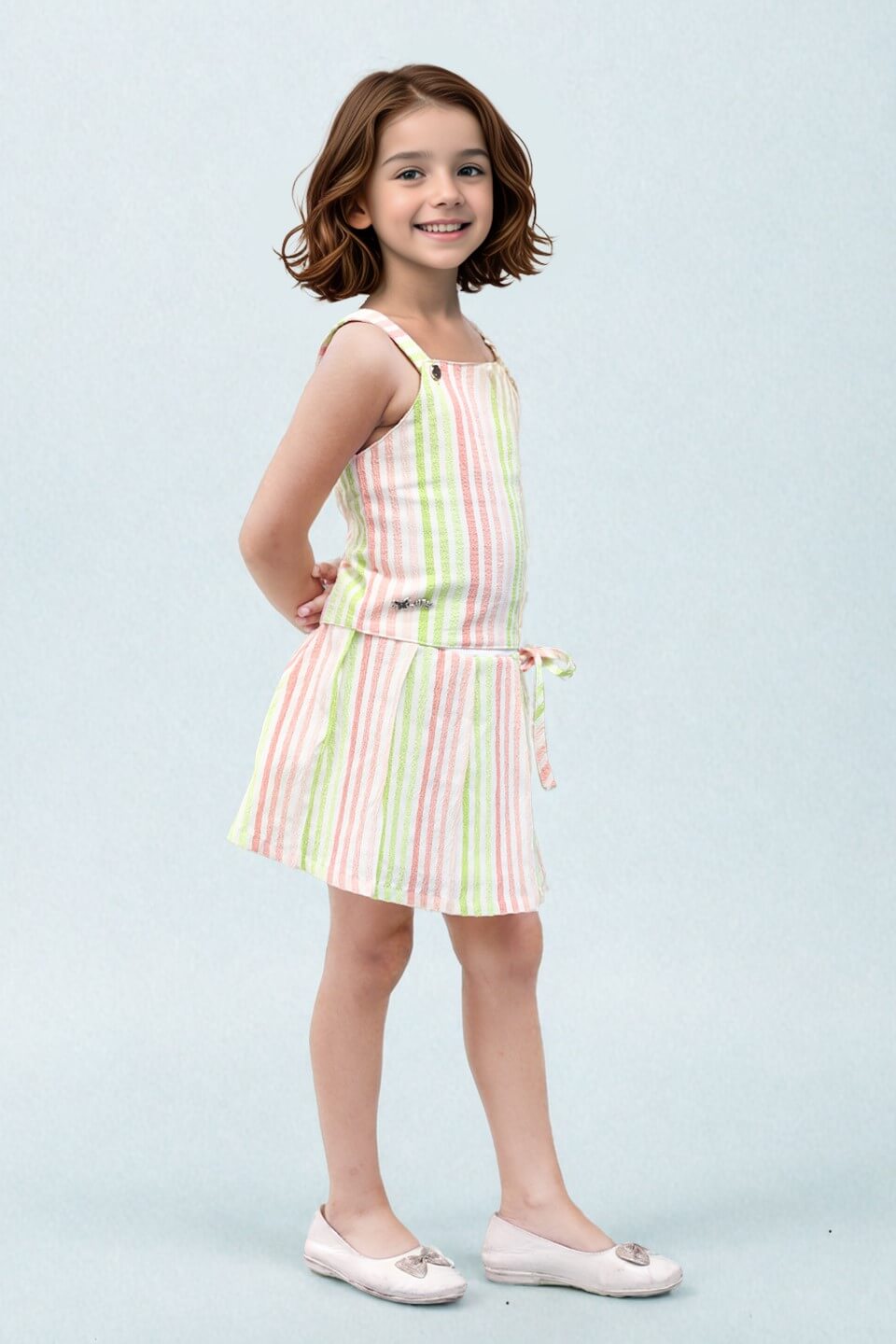 Toonyport Girls Striped Skirt & Top Set
