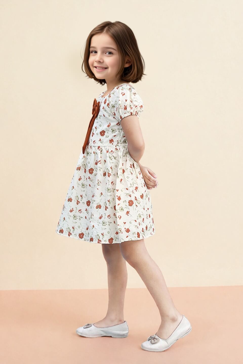 Toonyport Girls' Floral Printed Flared Dress