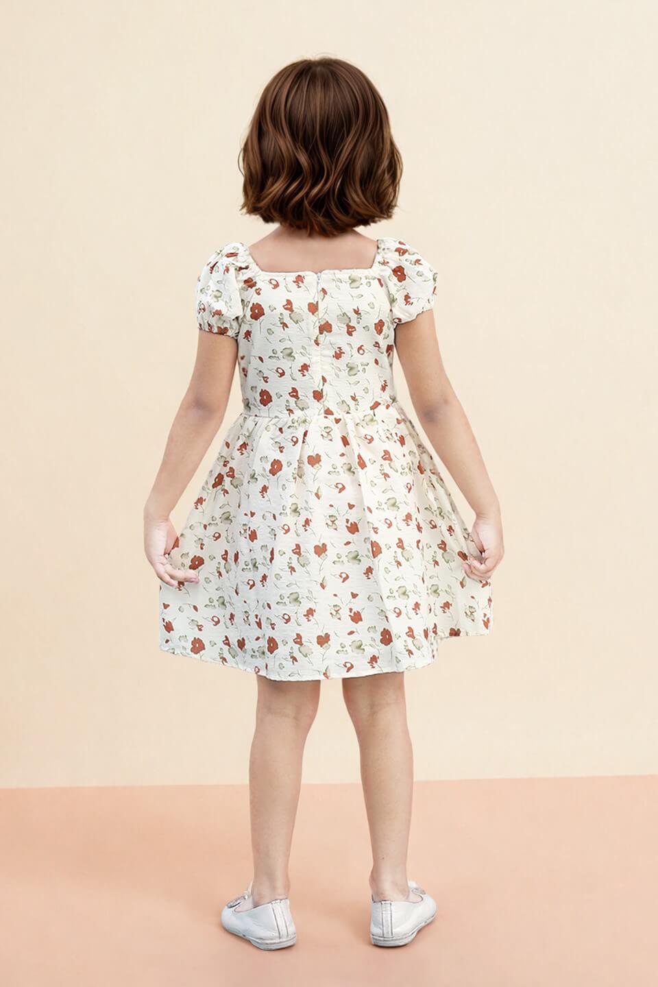 Toonyport Girls' Floral Printed Flared Dress
