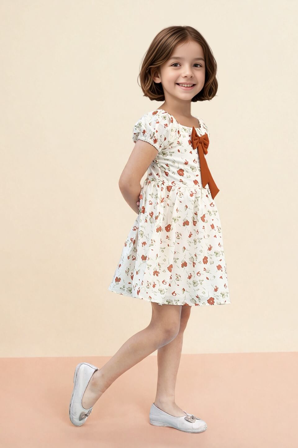 Toonyport Girls' Floral Printed Flared Dress