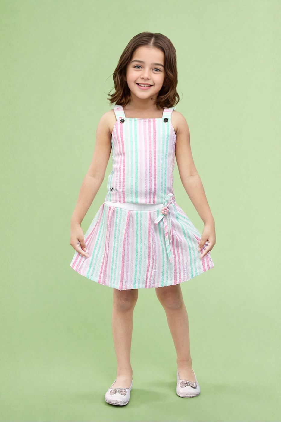 Toonyport Girls Striped Skirt & Top Set