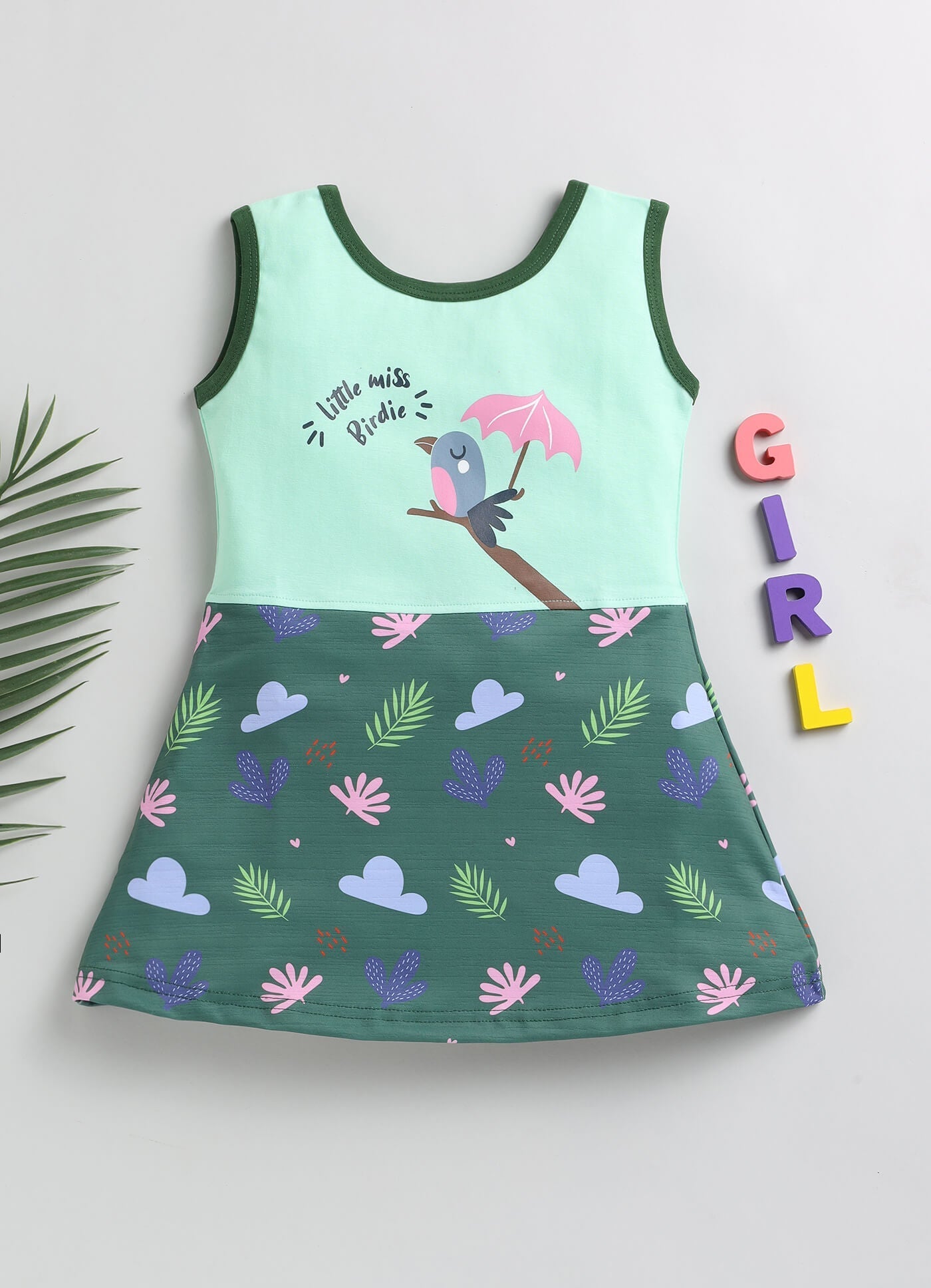 Toonyport Birdie Print Cotton Summer Frock For Girls