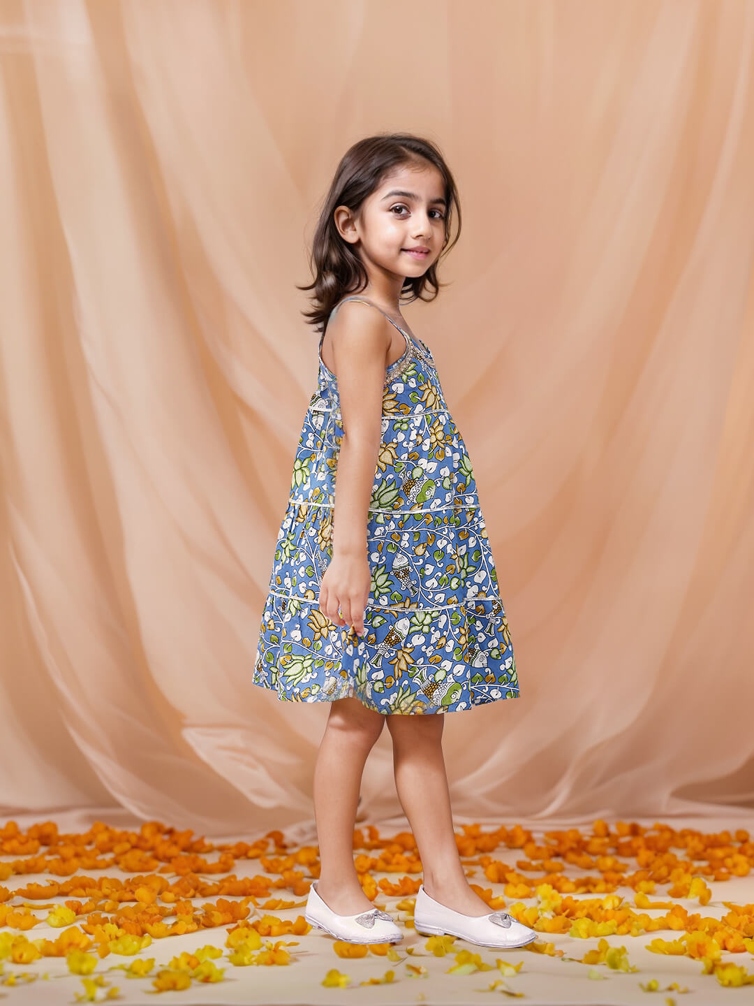 Girls Cotton Printed Fit & Flare Dress