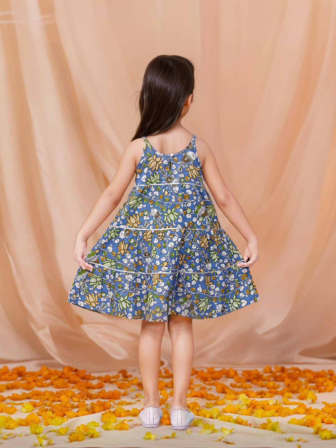 Girls Cotton Printed Fit & Flare Dress